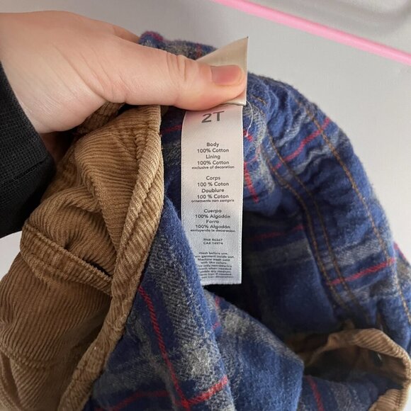 Osh Kosh Corduroy Flannel Lined Overalls Sz 2T Brown - Picture 7 of 7